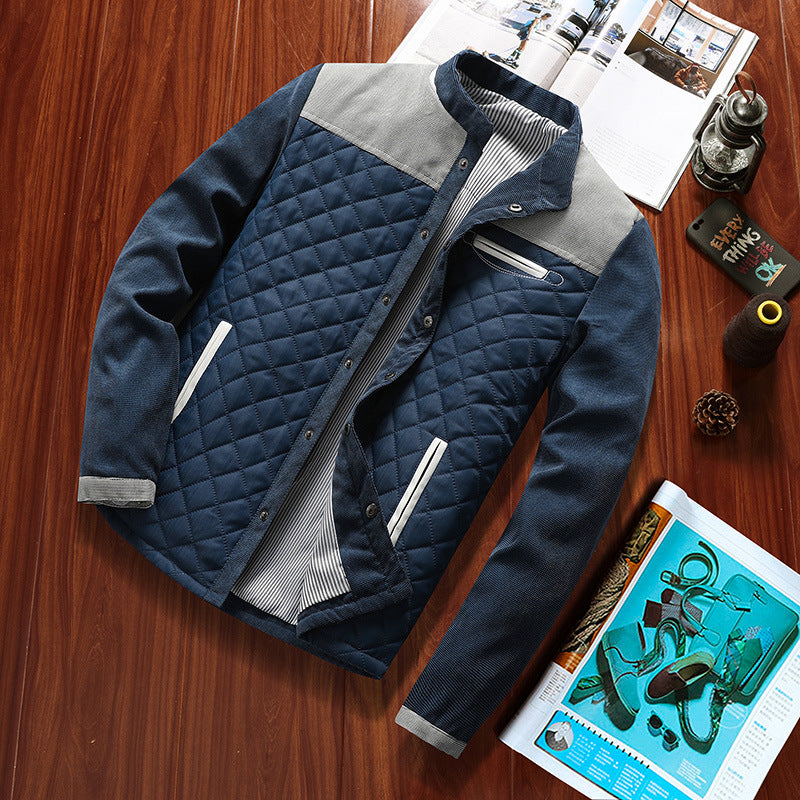 Men's Quilted Hybrid Jacket with Stand-Up Collar, Chest Zipper and Contrast Inserts Mune Fashion
