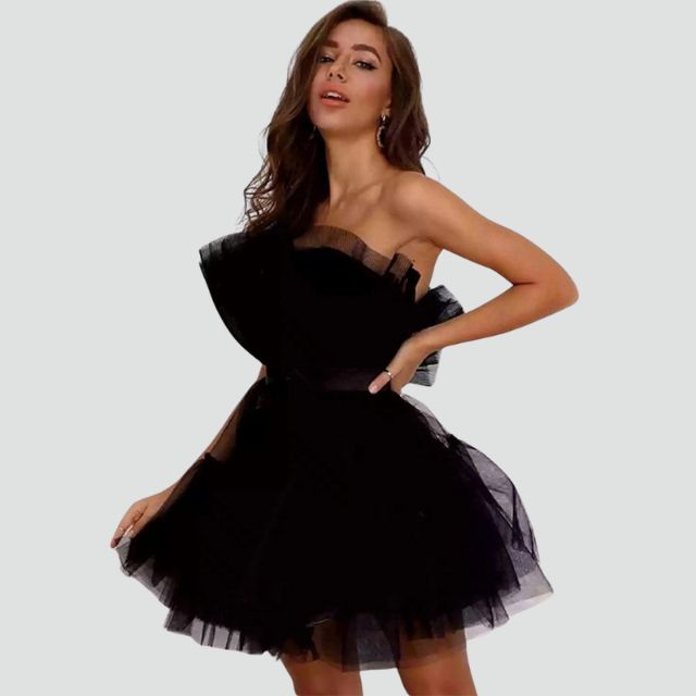Mune | Strapless Tulle Dress with Layered Skirt