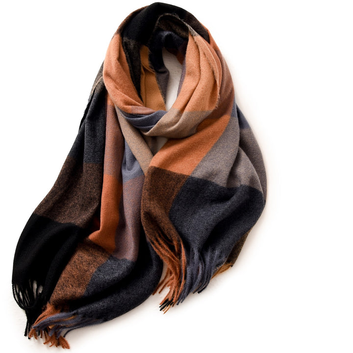 Large winter scarf with check pattern, 180 cm