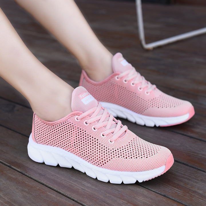 Women's lightweight mesh casual sneakers with perforated upper and flexible wave running sole Mune Fashion