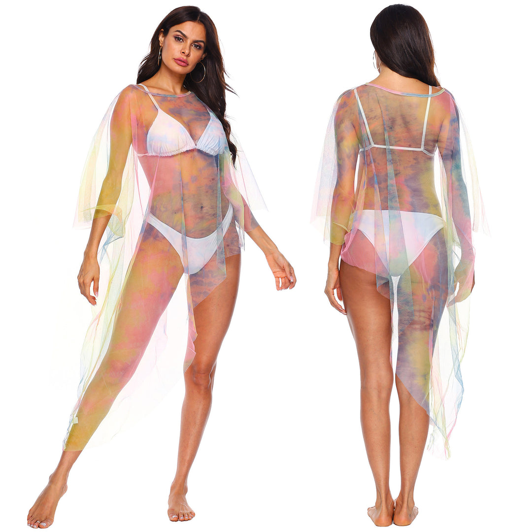 Women's transparent beach cover-up with colorful accents Mune Fashion
