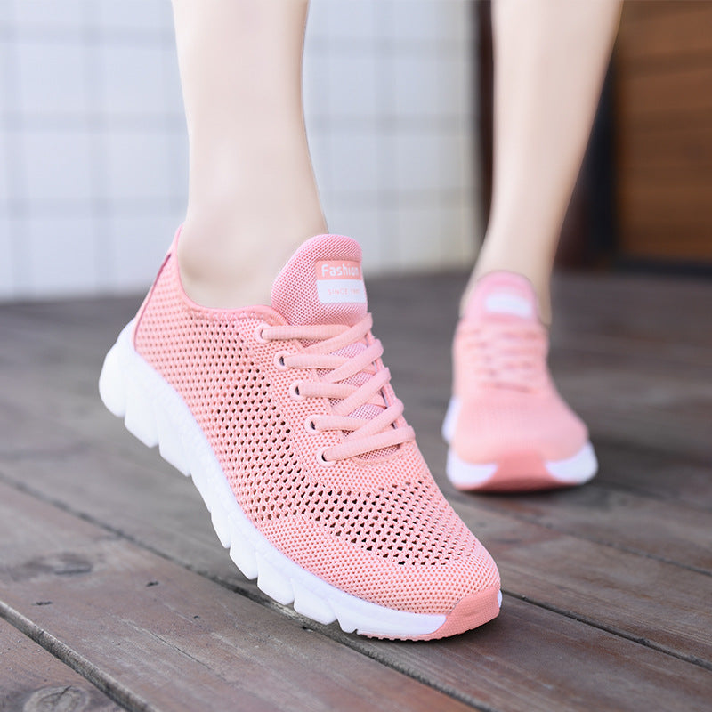 Women's lightweight mesh casual sneakers with perforated upper and flexible wave running sole Mune Fashion