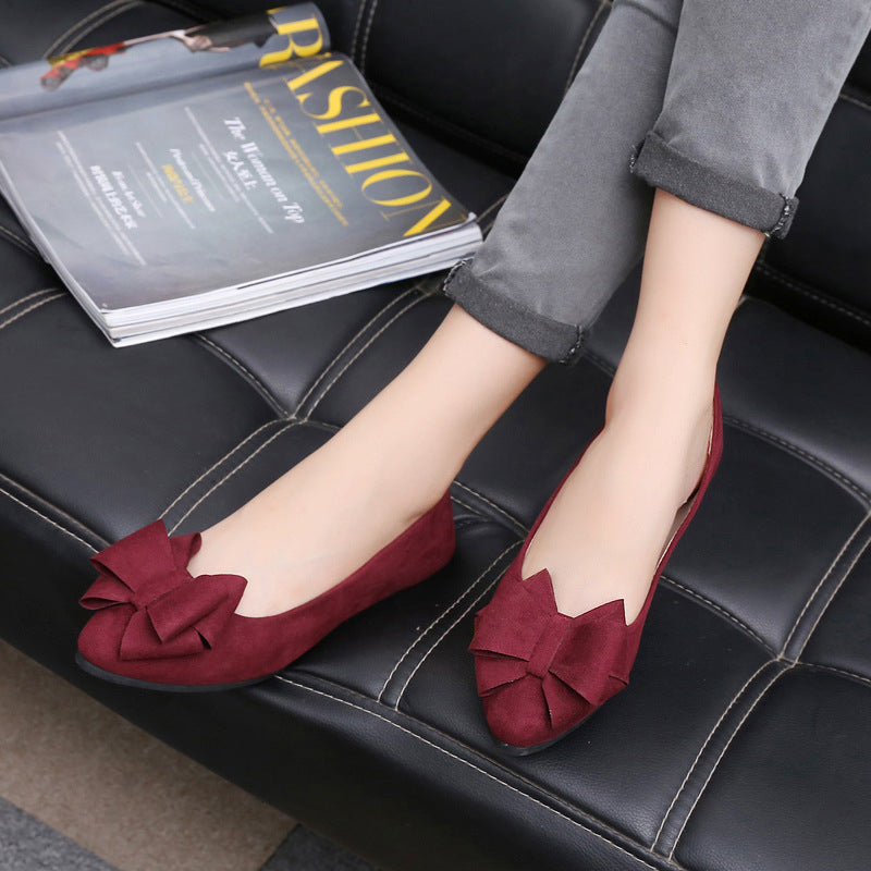 Ladies' elegant velvet ballerina shoes with double bow appliqué and cushioned comfort insole Mune Fashion