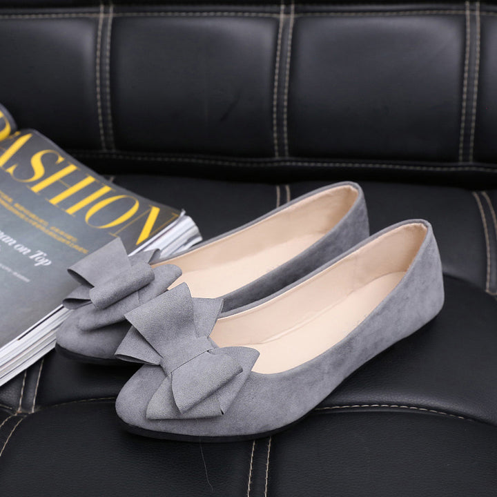 Ladies' elegant velvet ballerina shoes with double bow appliqué and cushioned comfort insole Mune Fashion