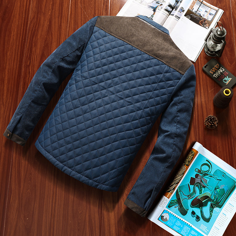 Men's Quilted Hybrid Jacket with Stand-Up Collar, Chest Zipper and Contrast Inserts Mune Fashion