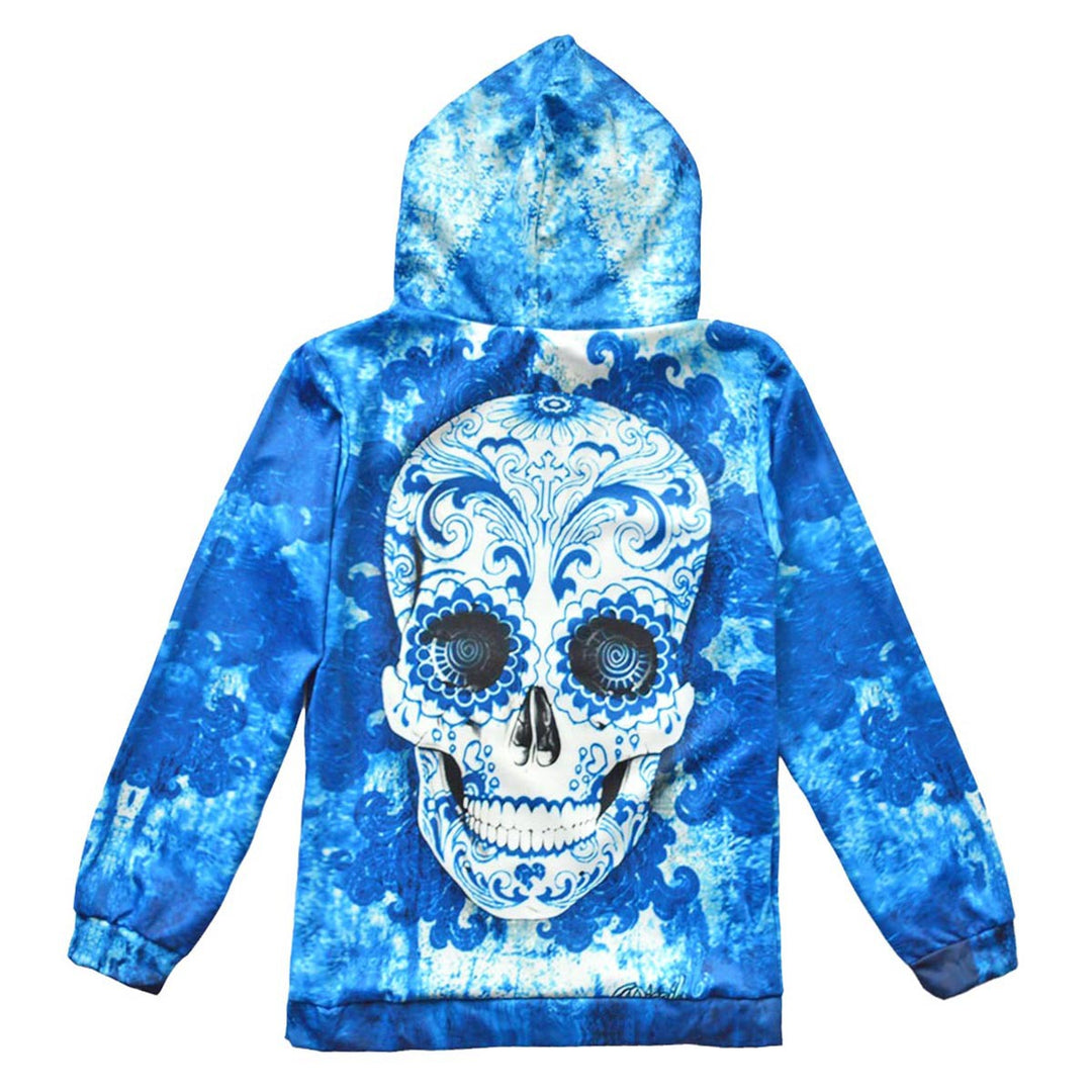 Unisex Hoodie with large Sugar Skull print & kangaroo pocket Mune Fashion