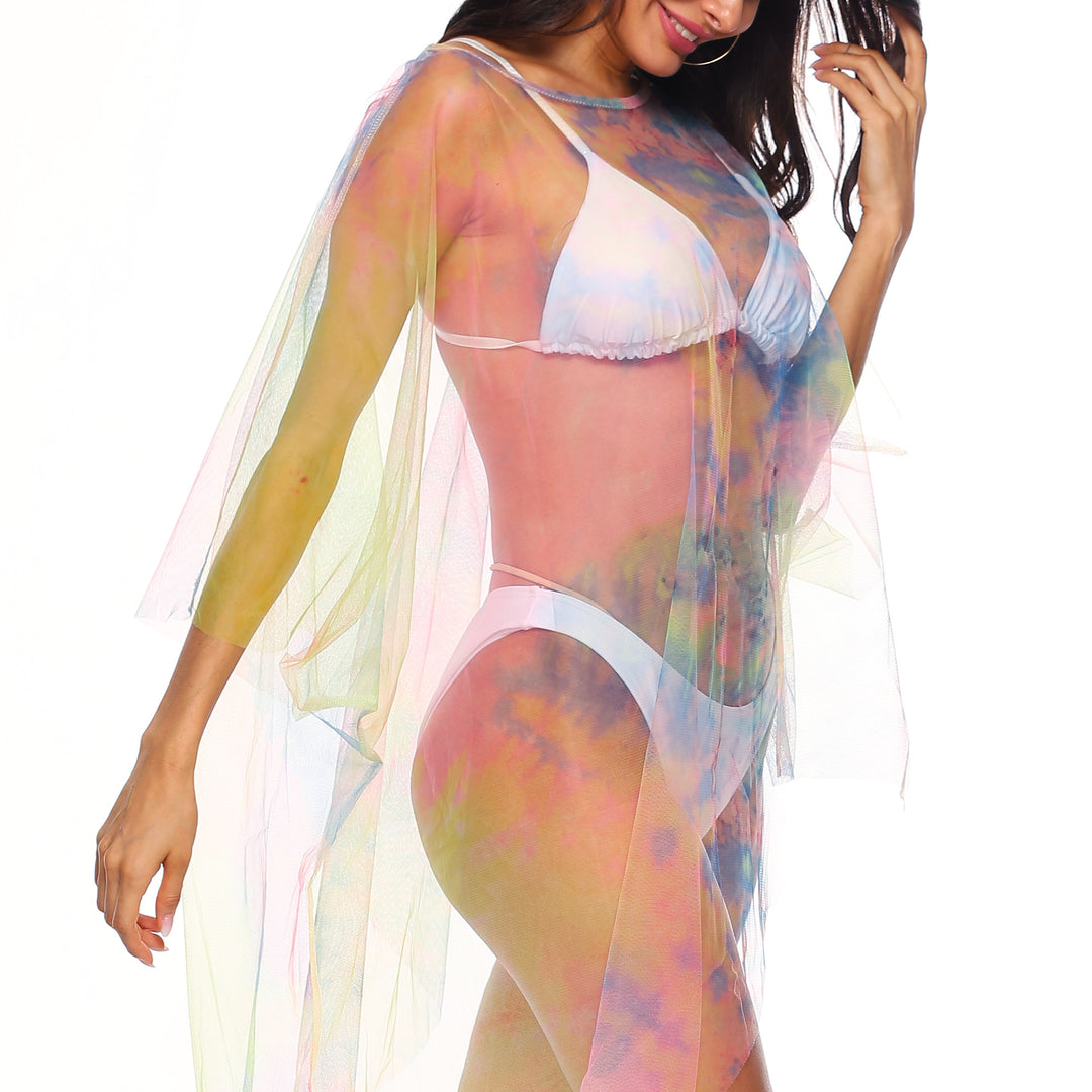 Women's transparent beach cover-up with colorful accents Mune Fashion