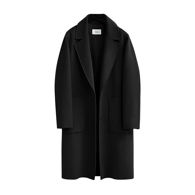 Women's Oversized Wool Blend Coat with Lapel Collar and Patch Pockets Mune Fashion