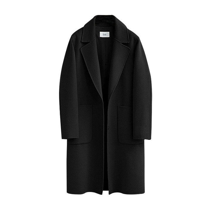 Women's Oversized Wool Blend Coat with Lapel Collar and Patch Pockets Mune Fashion