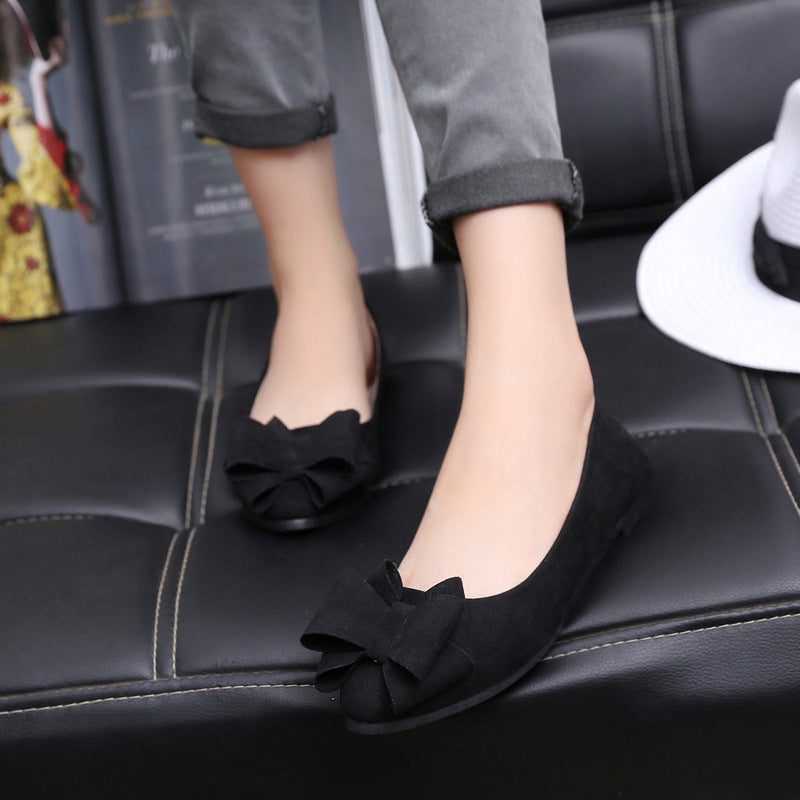 Ladies' elegant velvet ballerina shoes with double bow appliqué and cushioned comfort insole Mune Fashion