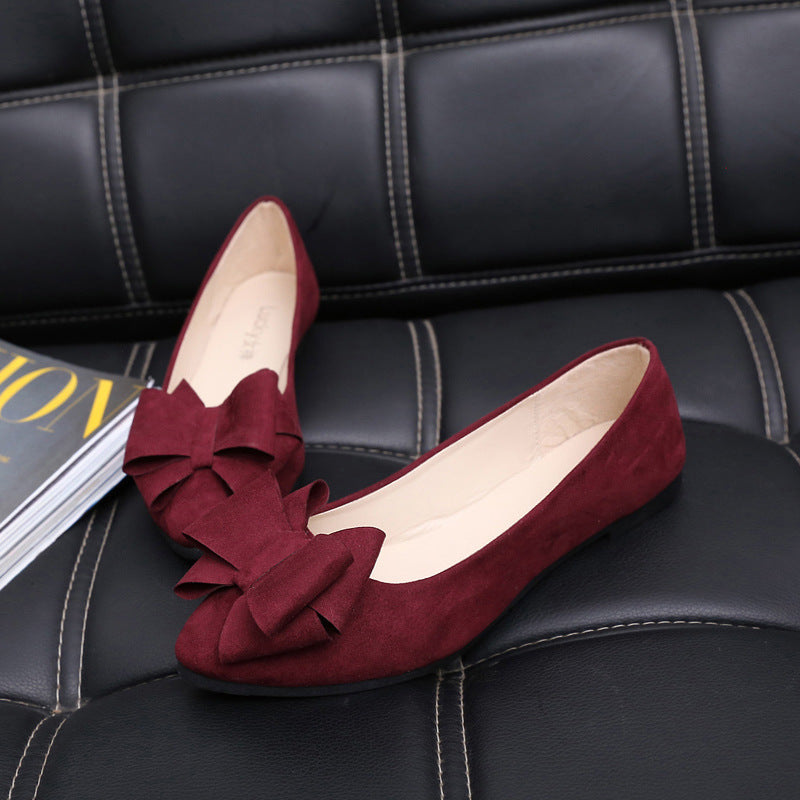 Ladies' elegant velvet ballerina shoes with double bow appliqué and cushioned comfort insole Mune Fashion