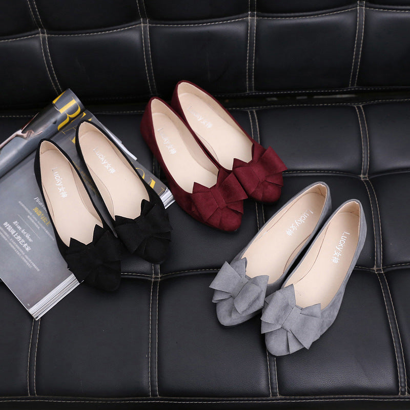 Ladies' elegant velvet ballerina shoes with double bow appliqué and cushioned comfort insole Mune Fashion