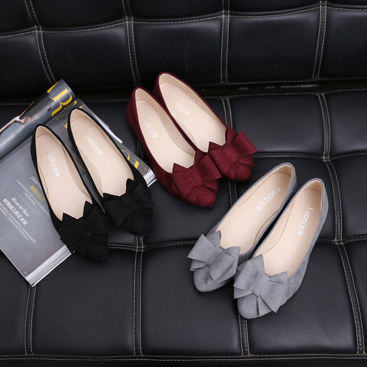 Ladies' elegant velvet ballerina shoes with double bow appliqué and cushioned comfort insole Mune Fashion