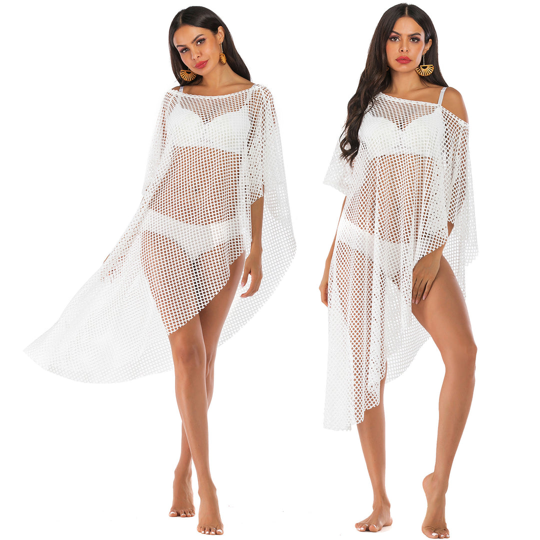 Women's casual mesh beach cover-up with asymmetrical cut Mune Fashion