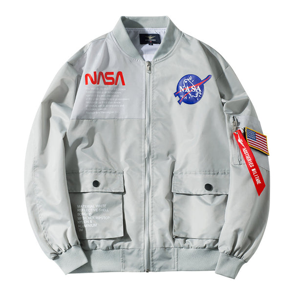 Men's  mission-inspired reflective shell flight bomber jacket with sleeve utility pocket Mune Fashion