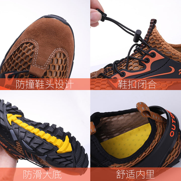 Men's quick-drying mesh water shoe with TPU heel stabilizer and profiled trail sole Mune Fashion