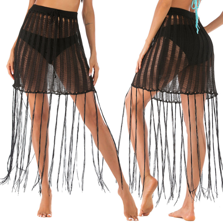 Women's Crochet Beach Sarong with Fringe Mune Fashion
