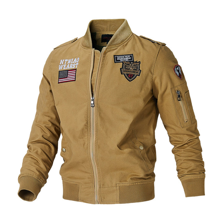 Men's Fashionable Bomber Jacket with Embroidery Mune Fashion