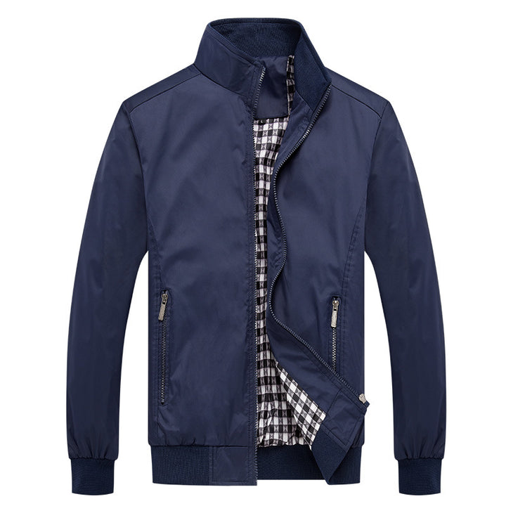 Men's short jacket with stand-up collar, checkered lining and ribbed cuffs Mune Fashion