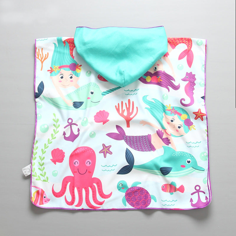 Children's beach poncho with hood and maritime design Mune Fashion