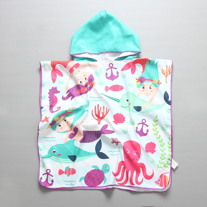 Children's beach poncho with hood and maritime design Mune Fashion