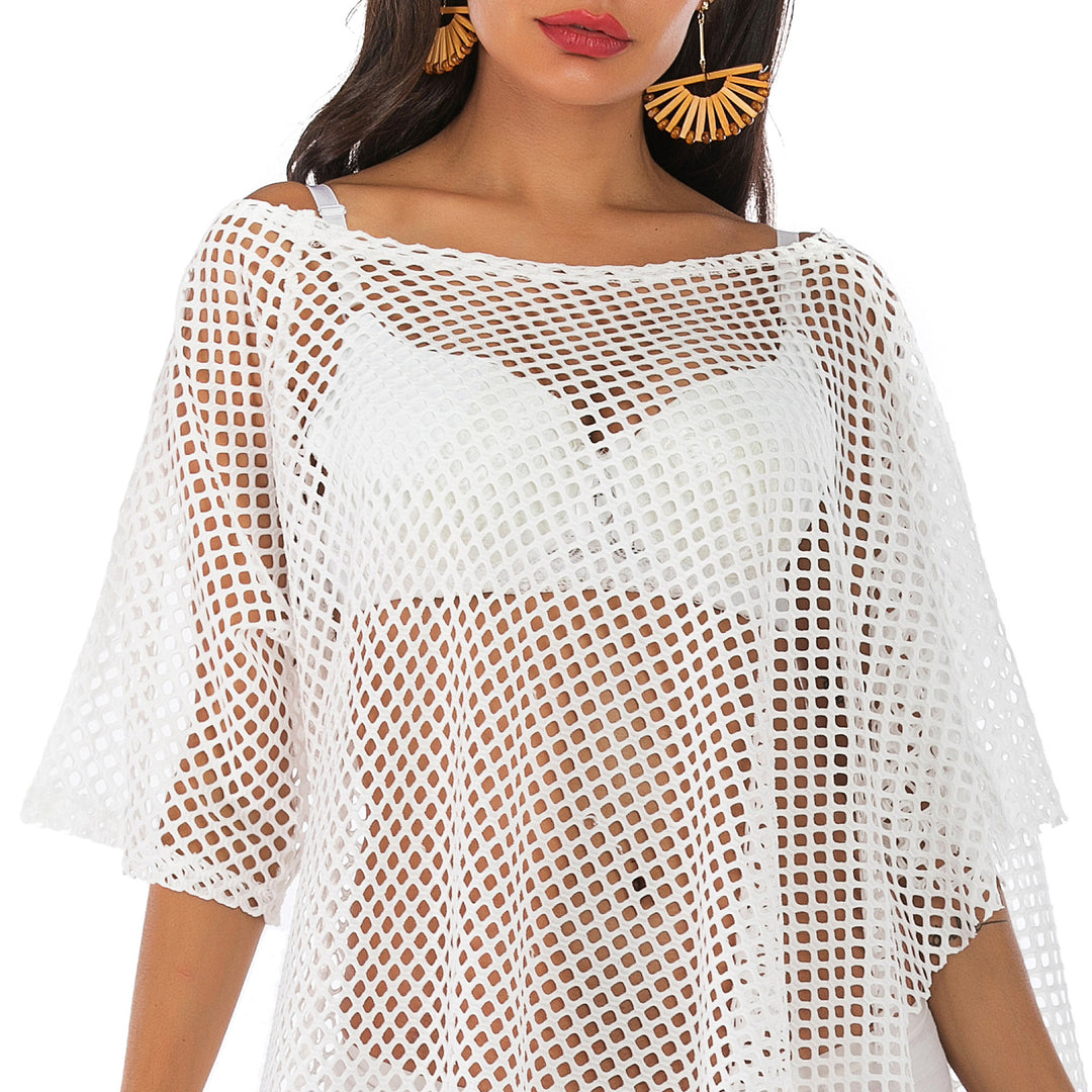 Women's casual mesh beach cover-up with asymmetrical cut Mune Fashion
