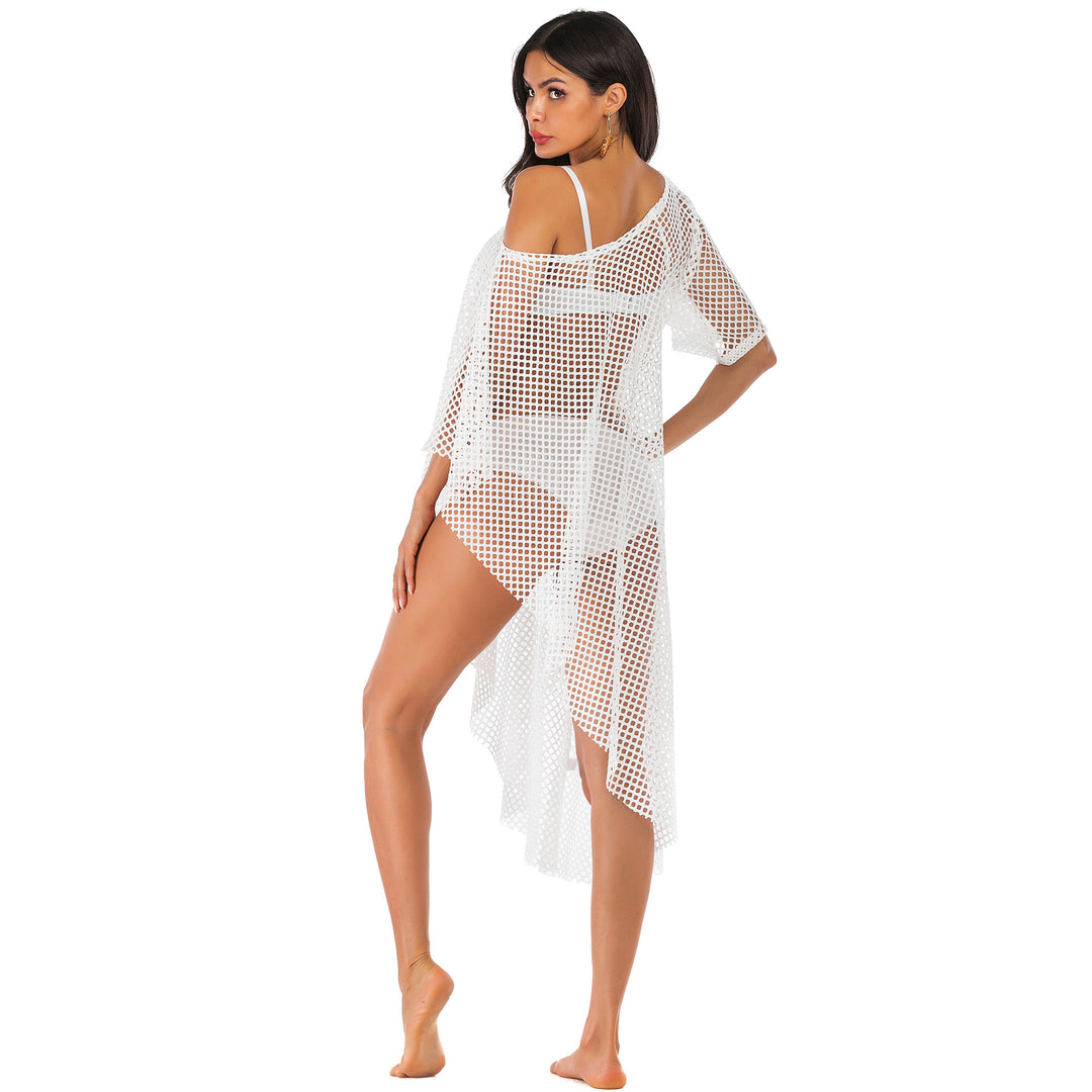 Women's casual mesh beach cover-up with asymmetrical cut Mune Fashion