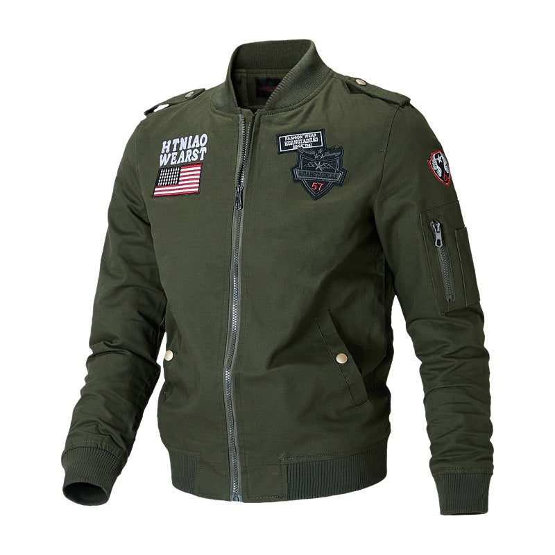 Men's Fashionable Bomber Jacket with Embroidery Mune Fashion