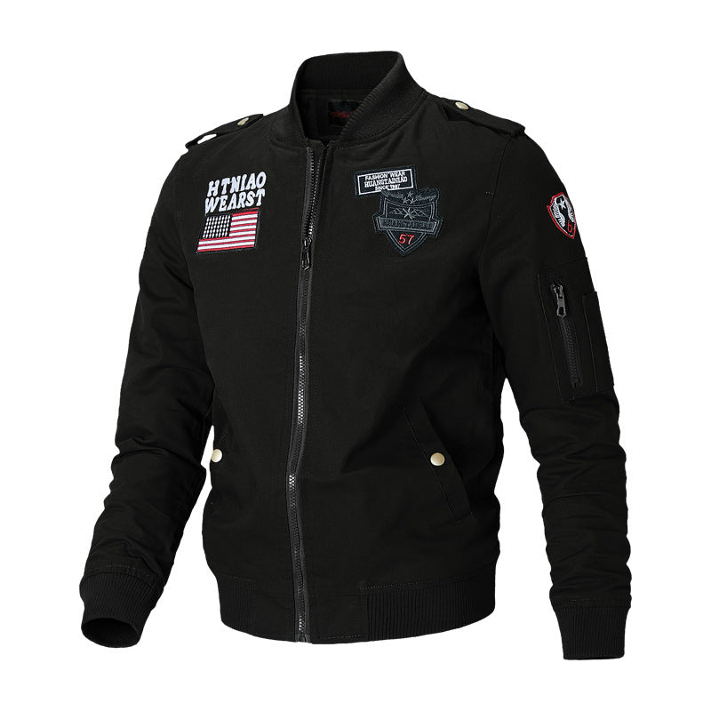 Men's urban bomber jacket with patch details, zipper and arm pocket Mune Fashion