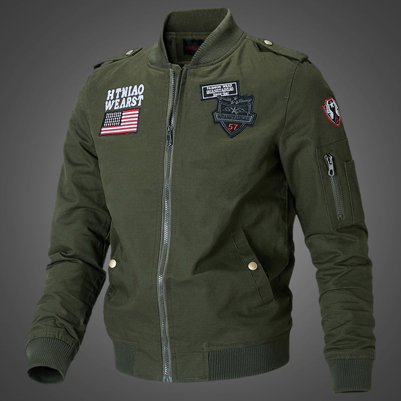 Men's Fashionable Bomber Jacket with Embroidery Mune Fashion