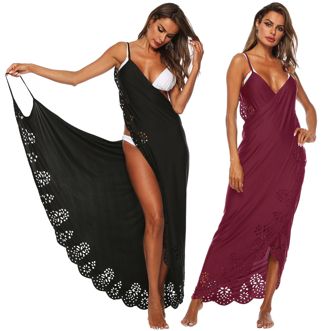 Women's elegant maxi dress with intricate hole pattern Mune Fashion