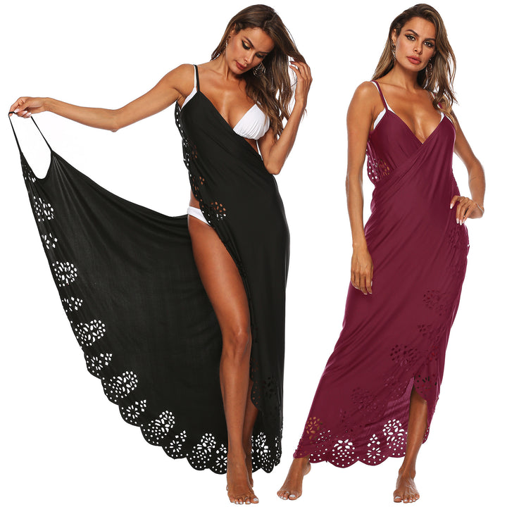 Women's elegant maxi dress with intricate hole pattern Mune Fashion