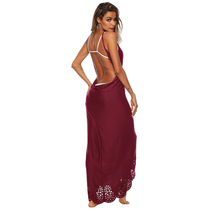 Women's elegant maxi dress with intricate hole pattern Mune Fashion