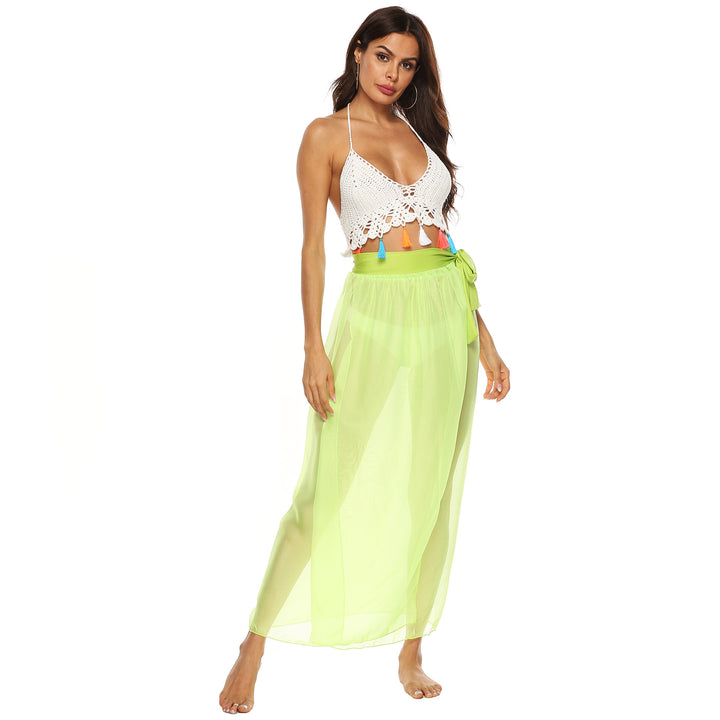 Ladies transparent beach skirt with elegant bow design Mune Fashion
