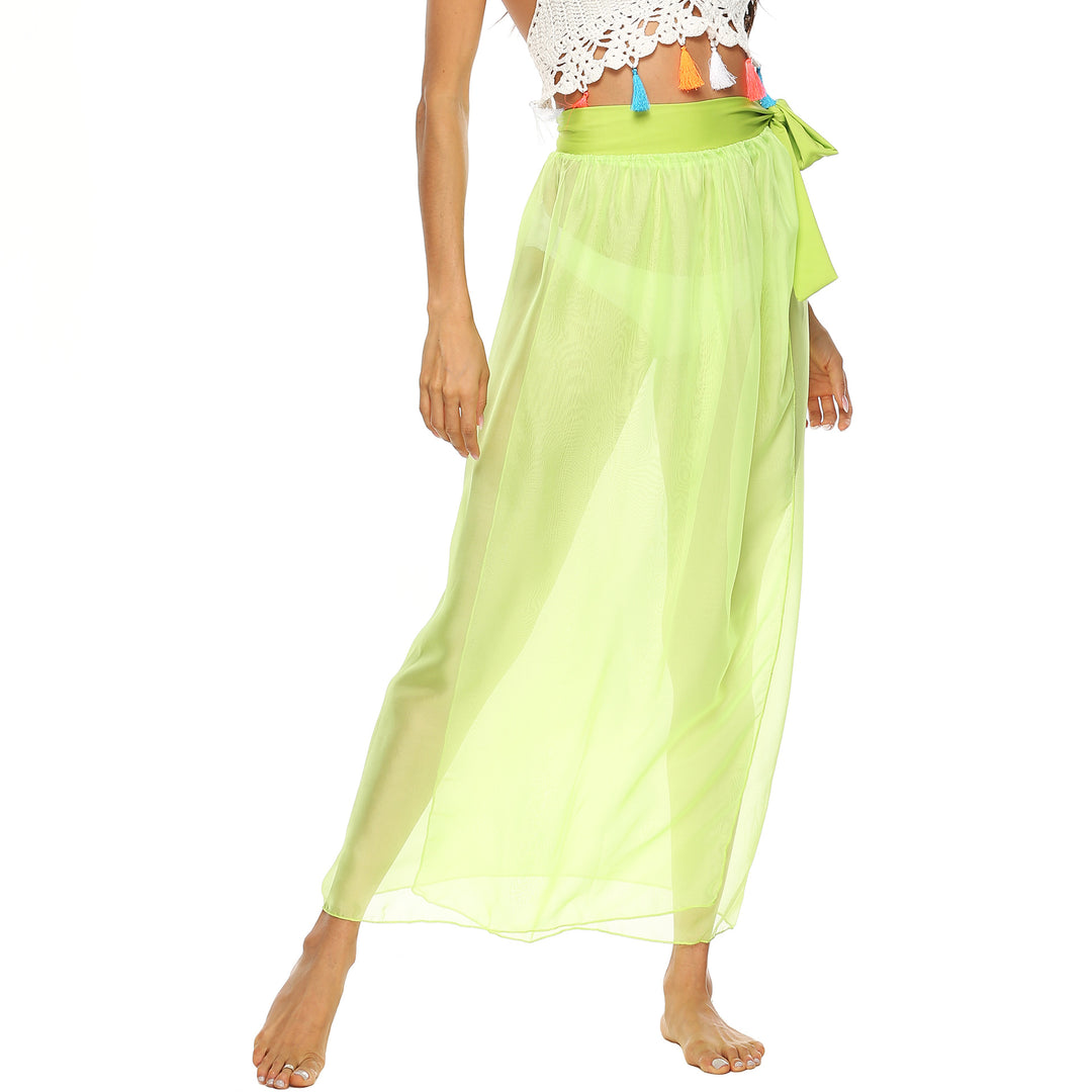 Ladies transparent beach skirt with elegant bow design Mune Fashion