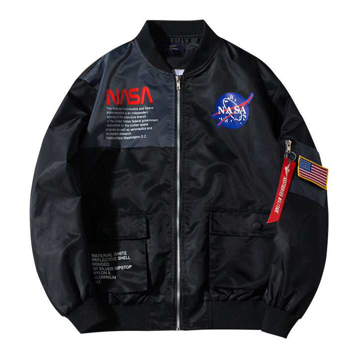 Men's  mission-inspired reflective shell flight bomber jacket with sleeve utility pocket Mune Fashion