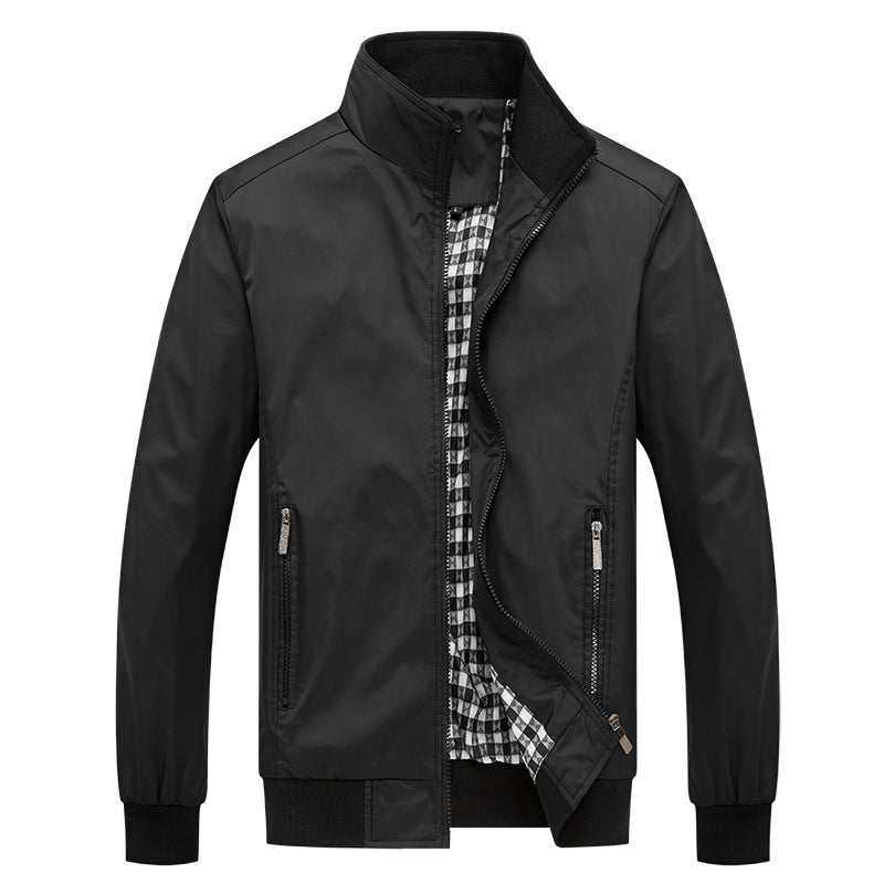 Men's short jacket with stand-up collar, checkered lining and ribbed cuffs Mune Fashion
