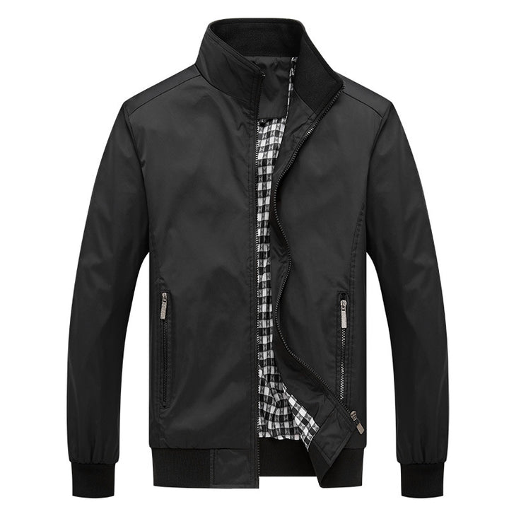 Men's short jacket with stand-up collar, checkered lining and ribbed cuffs Mune Fashion