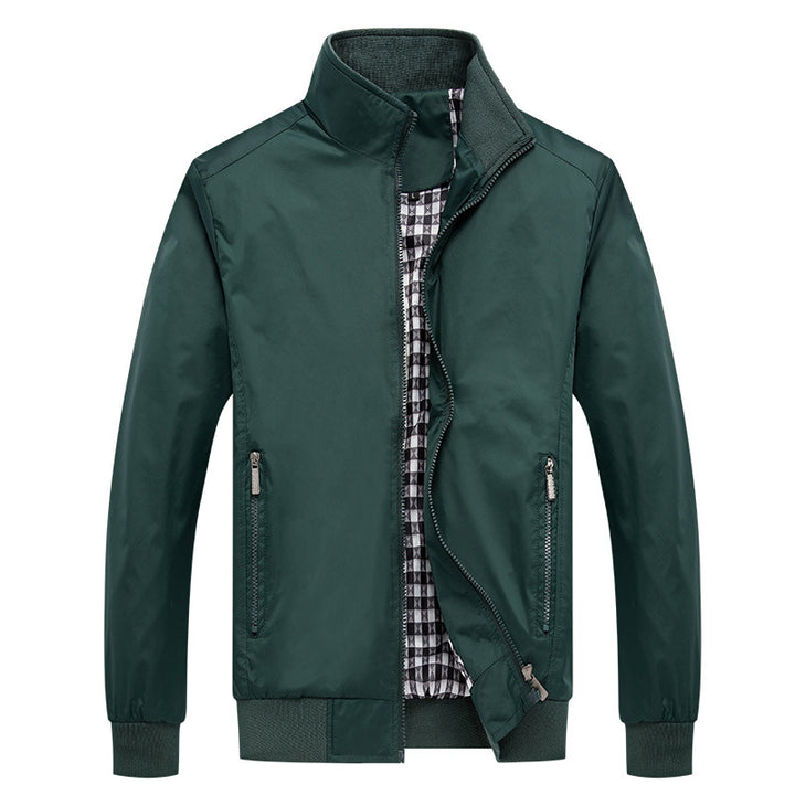 Men's short jacket with stand-up collar, checkered lining and ribbed cuffs Mune Fashion