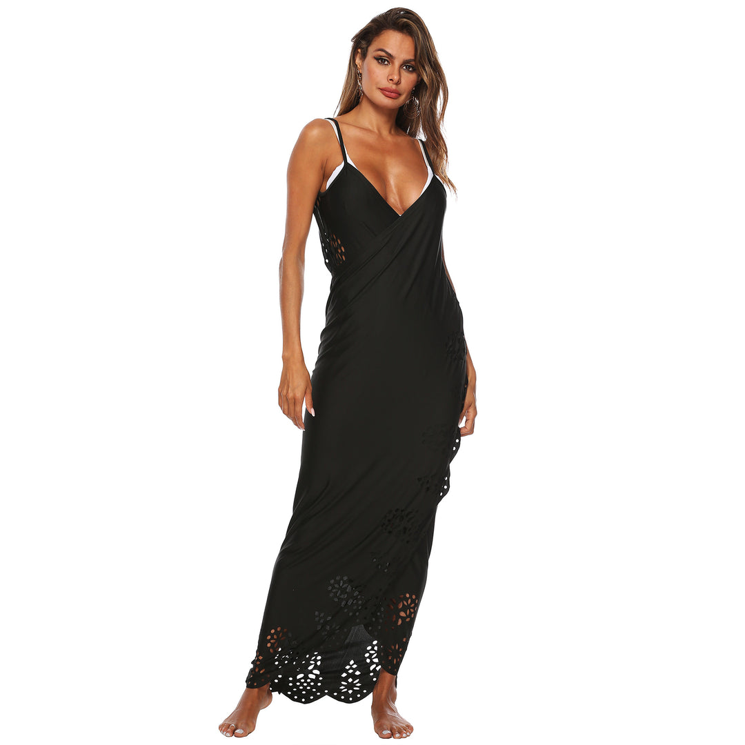 Women's elegant maxi dress with intricate hole pattern Mune Fashion