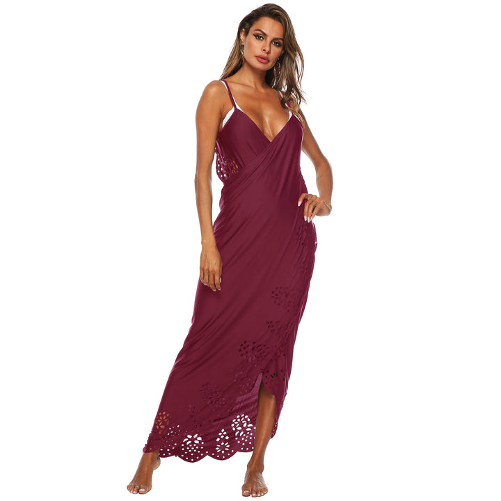 Women's elegant maxi dress with intricate hole pattern Mune Fashion