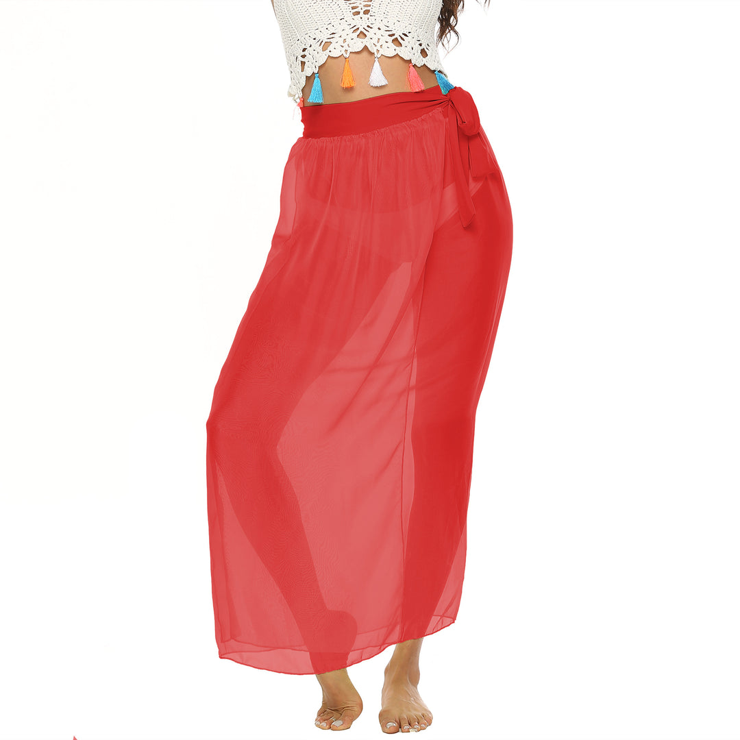 Ladies transparent beach skirt with elegant bow design Mune Fashion