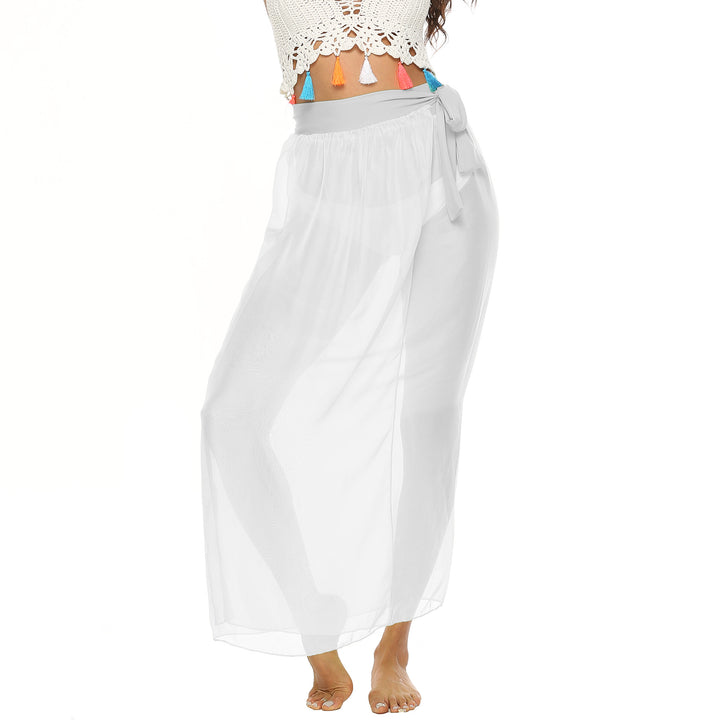 Ladies transparent beach skirt with elegant bow design Mune Fashion