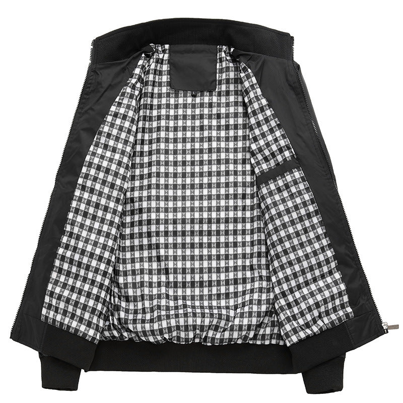 Men's short jacket with stand-up collar, checkered lining and ribbed cuffs Mune Fashion