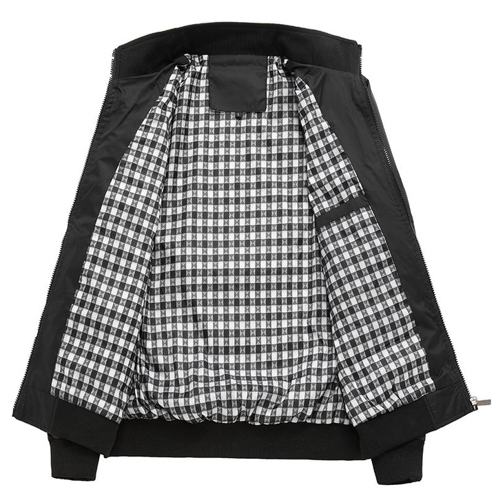 Men's short jacket with stand-up collar, checkered lining and ribbed cuffs Mune Fashion