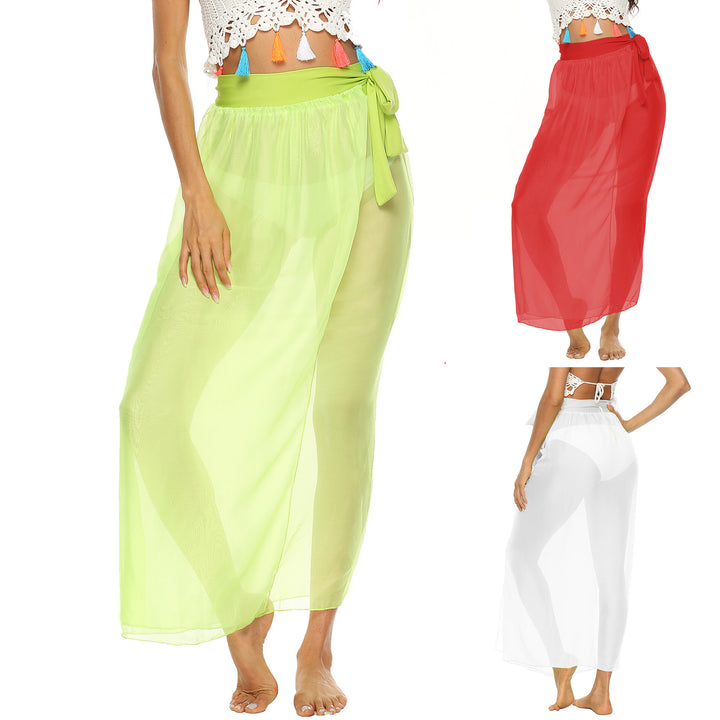 Ladies transparent beach skirt with elegant bow design Mune Fashion