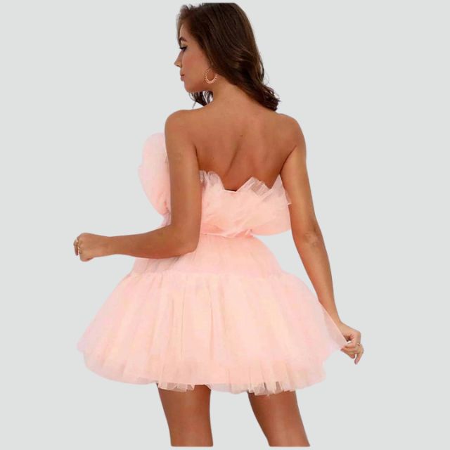 Mune | Strapless Tulle Dress with Layered Skirt