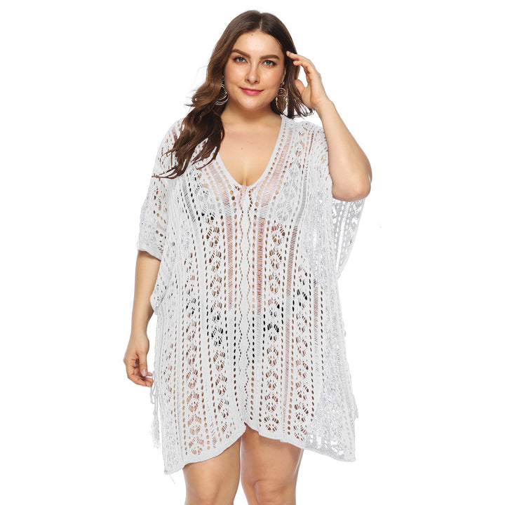 Women's airy crochet beach cover-up with elegant V-neck Mune Fashion