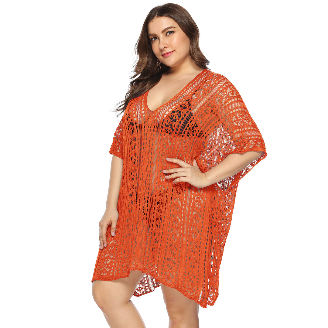 Women's airy crochet beach cover-up with elegant V-neck Mune Fashion