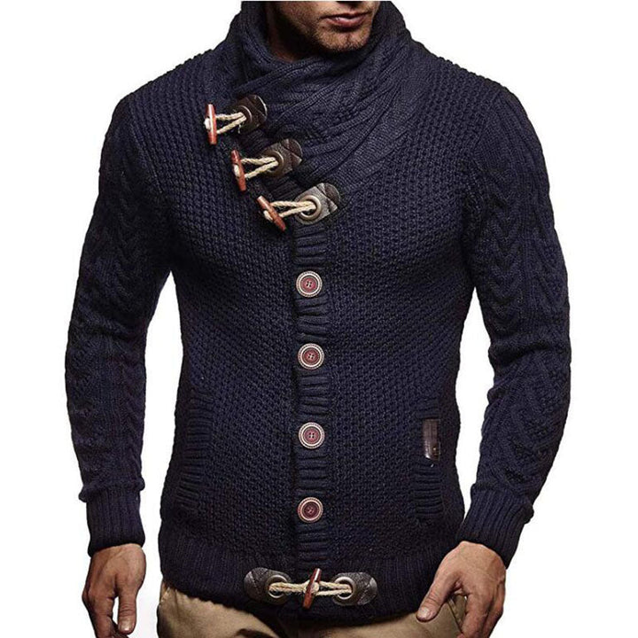 Men's Cardigan with Asymmetric Collar Mune